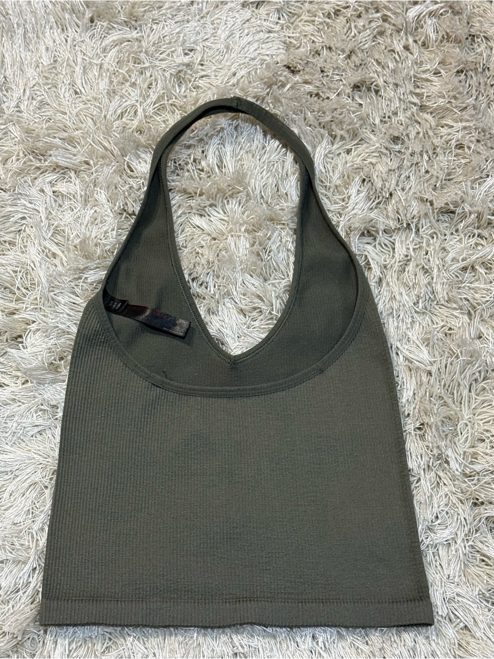 Urban Outfitters Olive Green Ribbed Halter Top Cropped Open Back Small - Picture 4 of 14